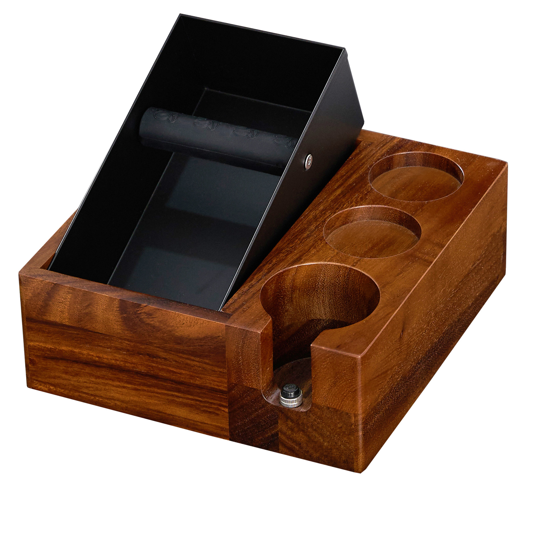 Cuatro en uno café knock caja de escoria máquina de café italiano mango soporte de almacenamiento caja de escoria nogal polvo prensado titular Cubo de escoria