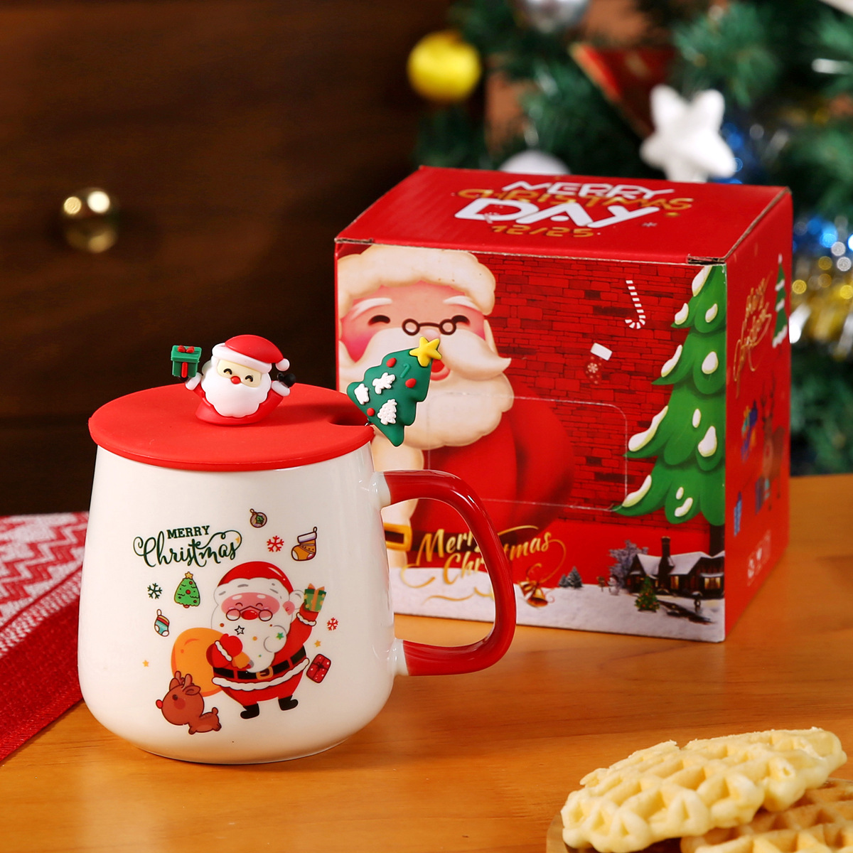 Taza de Navidad transfronteriza temperatura constante taza cálida de 55 grados Taza de cerámica con logotipo impreso Regalo de recuerdo de Santa