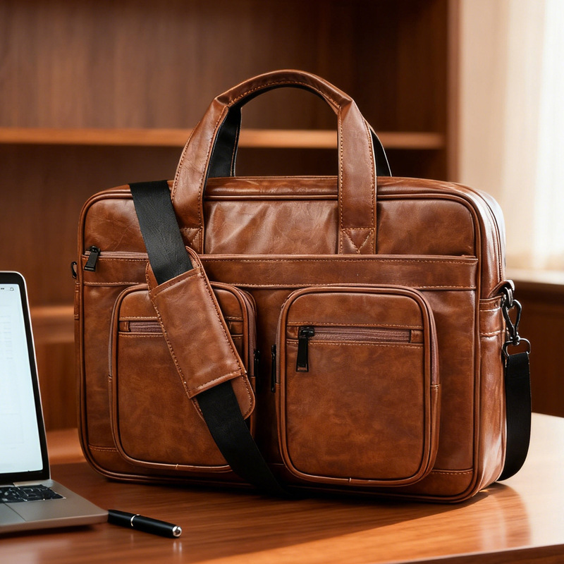 Laptop Bag Handbag Original Retro Men's and Women's Business Trip Briefcase Shoulder Crossbody Bag Business Travel