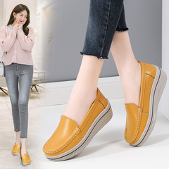 2023 autumn new genuine leather shoes, casual shoes, thick-soled loafers, slip-on shoes, women's shoes 