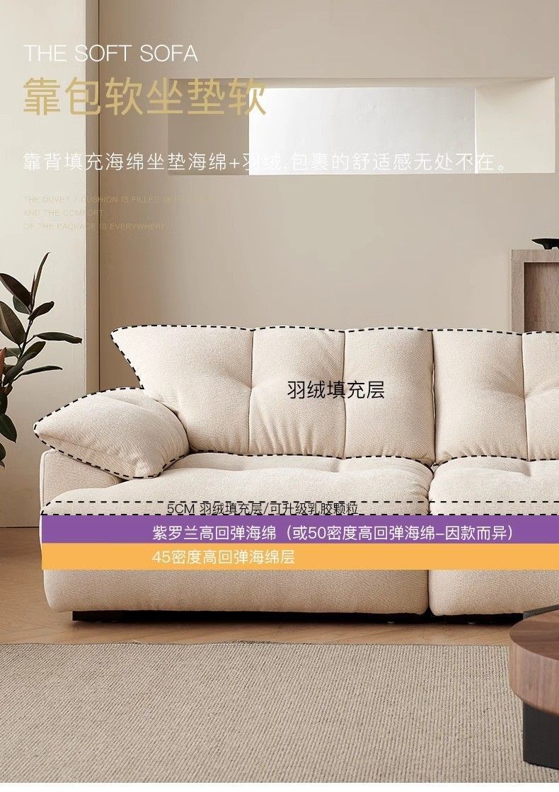 花苞云朵奶油风沙发2025新款轻奢布艺雪尼尔客厅小户型直排沙发-阿里巴巴