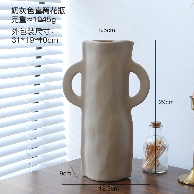 Morandi moderno vasos de cerámica estriados decoración de estudio sala de estar flor geométrica decoración de sala de alojamiento modelo