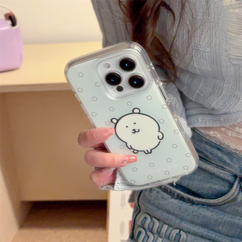 Pequeño oso de estrella verde menta fresca para iPhone16ProMax Apple 15Pro nueva pareja 14/13