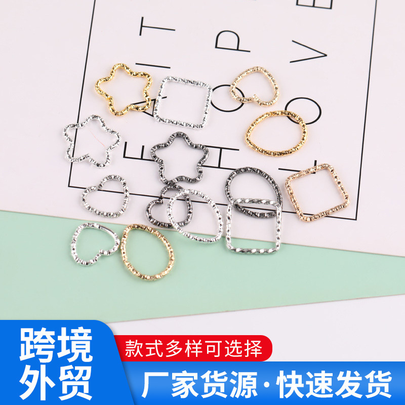 DIY jewelry bracelet material key chain accessories embossed five-pointed star ring love ring water drop ring open ring
