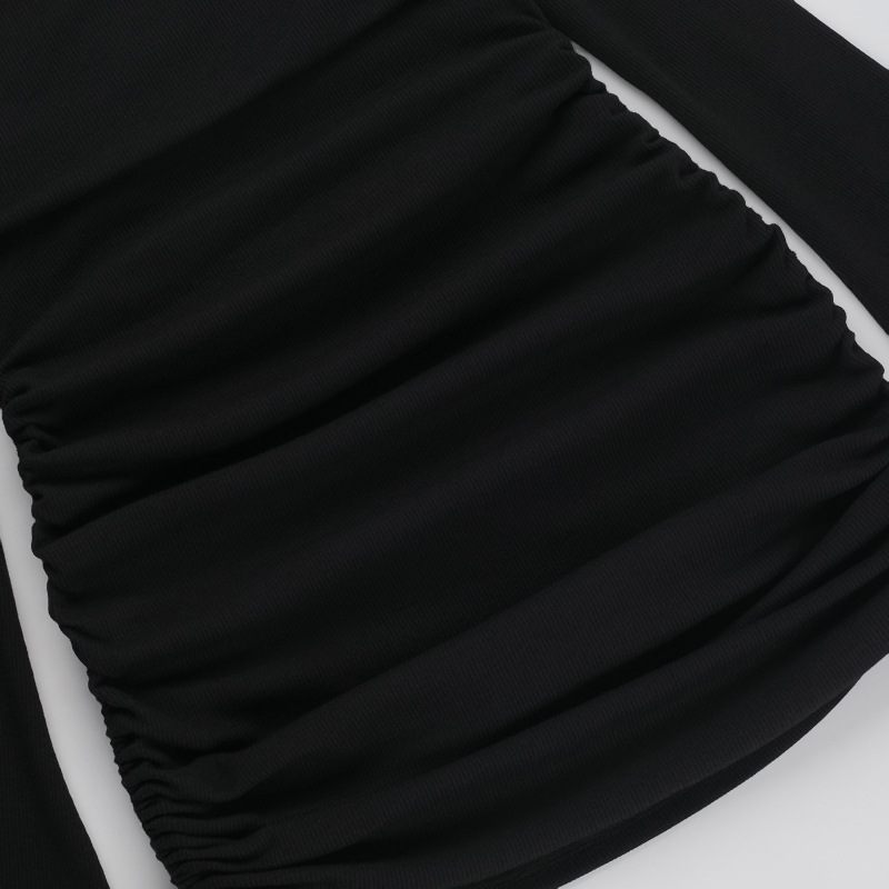 Autumn Socialite Elegant Sexy Slim off Shoulder Drawstring Bag Hip Dress Women