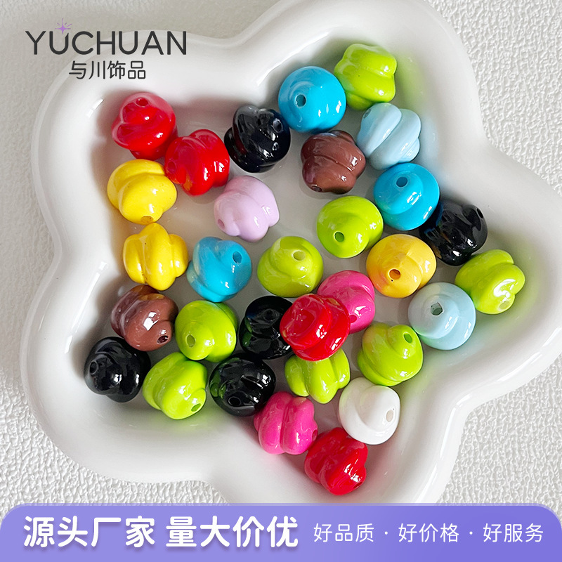 Dopamine Paint Twisted Spiral Beads Straight Hole Loose Beads DIY Mobile Phone Chain Keychain Beading Material Jewelry