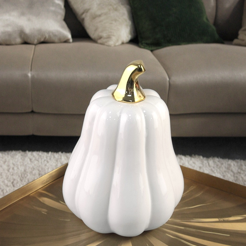 Decoración de calabaza de cerámica blanca nórdica creativa Decoración de escritorio Decoración para el hogar Regalos de Halloween