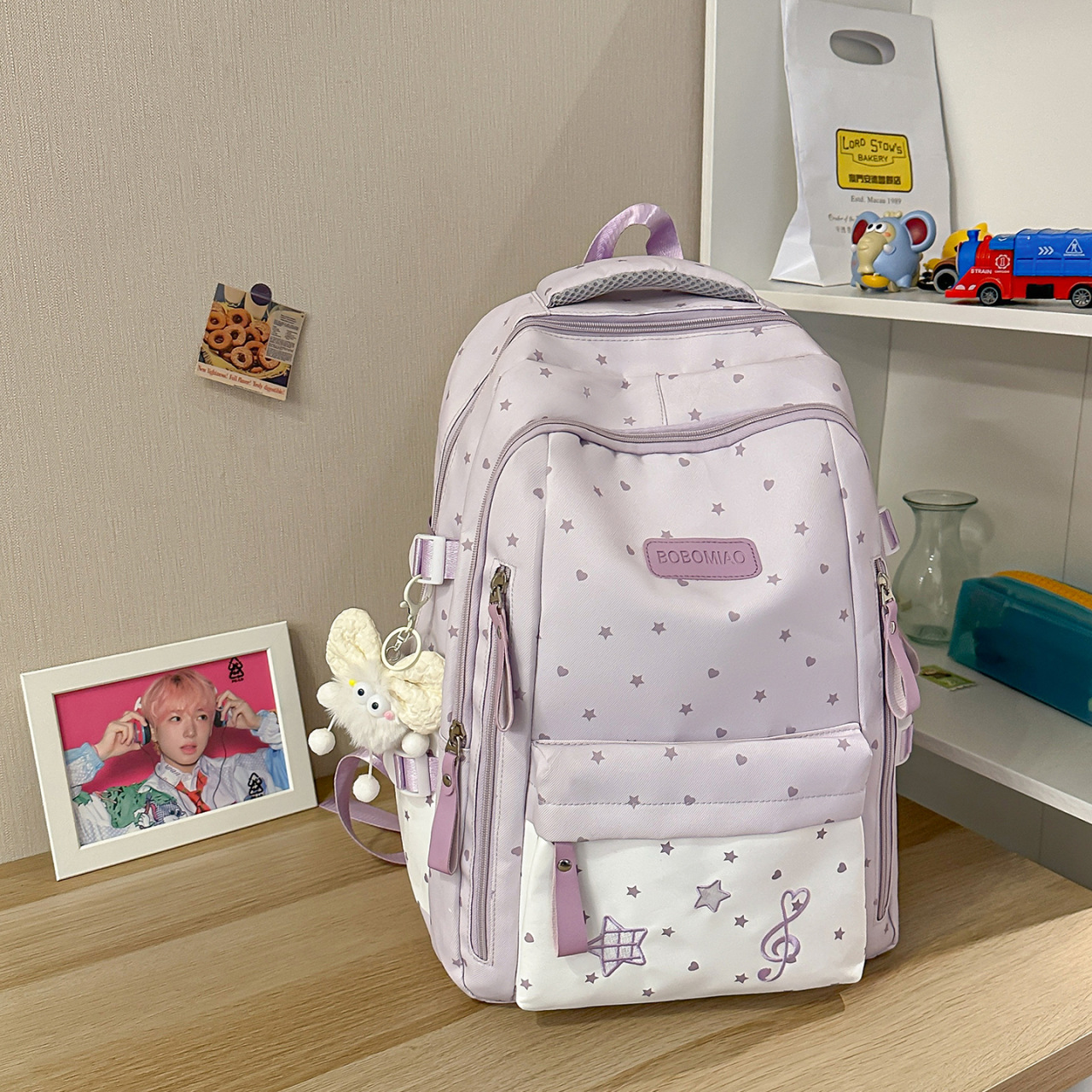 Forest-Style Fresh and Cute Starry Schoolbag for Junior High School Students, Lightweight and Stylish Backpack for Girls, High-Capacity Student Backpack
