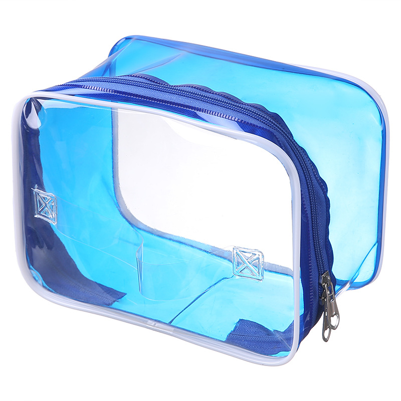 Bolsa de almacenamiento de cosméticos visual impermeable transfronteriza Bolsa de almacenamiento de artículos de tocador de viaje portátil Bolsa de lavado con cremallera de PVC