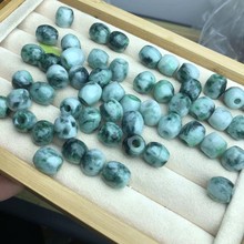 天然A货老翡翠桶珠路路通老坑糯种飘花绿DIY手工编织佛珠饰品配件