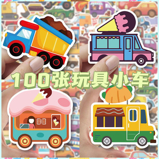 Super cost-effective 100 cartoon toy car stickers simple painted cute hand account stickers mobile phone shell a batch