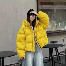 撞色羽绒服女短款2025冬季新款龟背加厚白鸭绒糖果色面包服外套潮