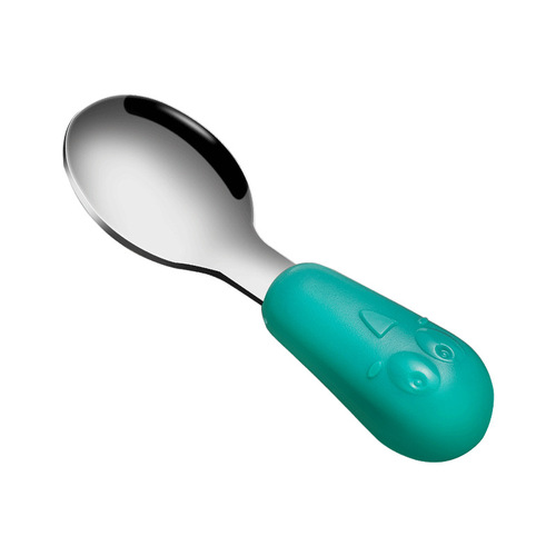 Kids' 316 Stainless Steel Short Handle Fork and Spoon Set, Baby Learning to Eat Training Spoon, Infant Feeding Spoon Set