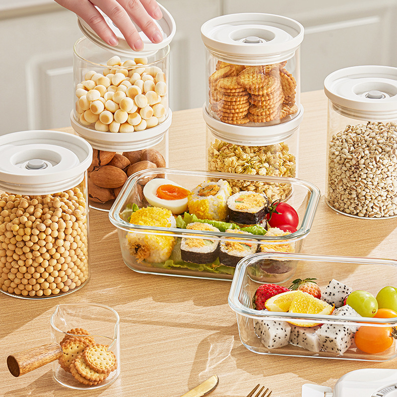 Caja de preservación al vacío eléctrica, frasco sellador para té, frasco de plástico para conservación de alimentos al vacío para granos de café, estilo minimalista nórdico.