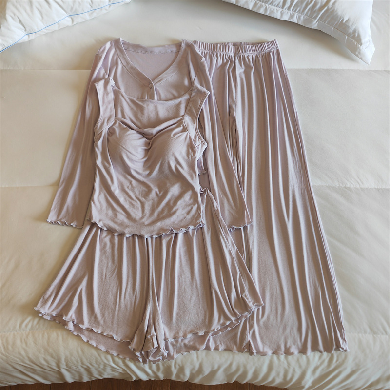 8320#타로 퍼플 조끼 + 반바지 + 바지 + 재킷 [고정 가슴 패드]