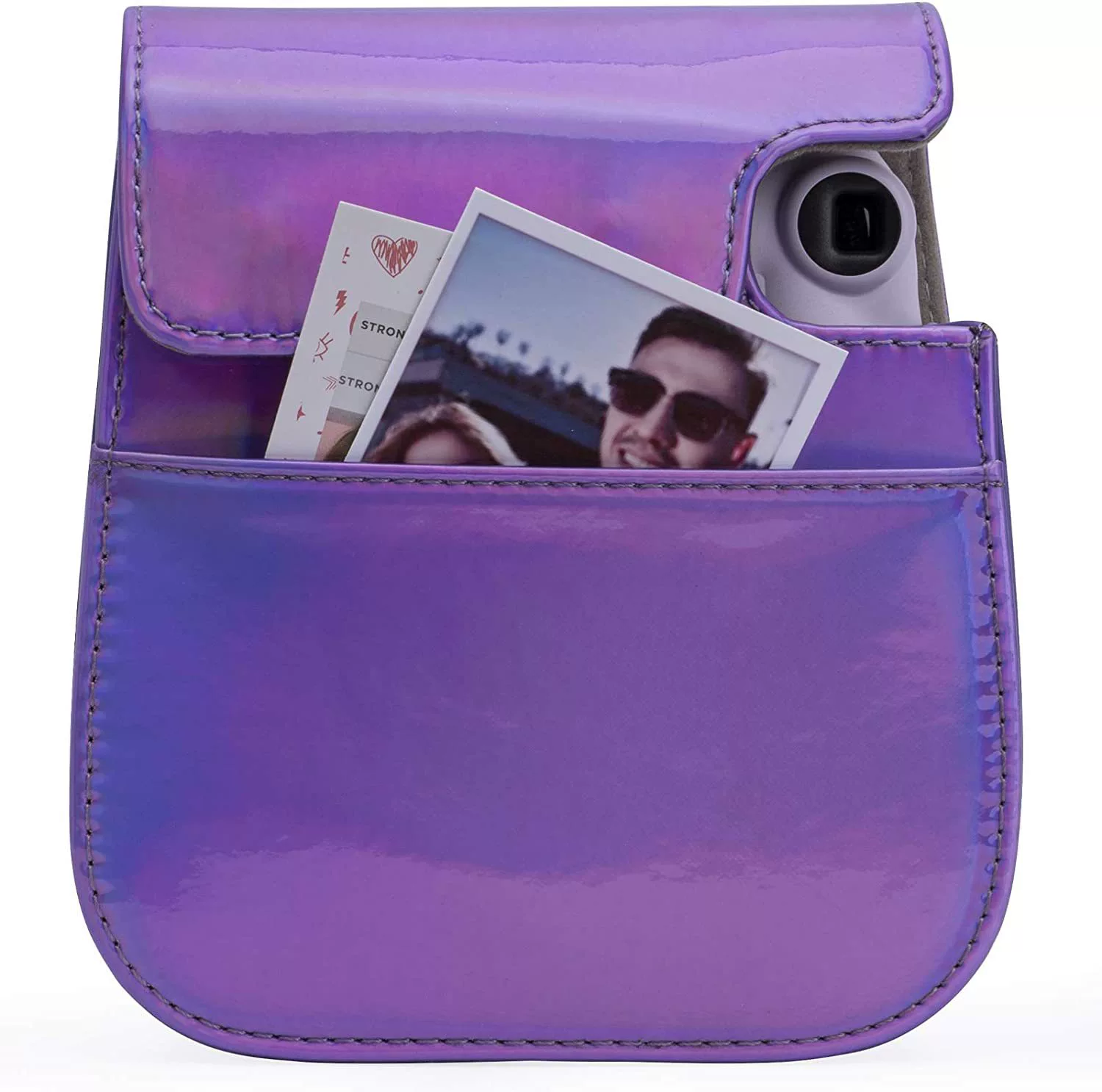 Сумка-органайзер для камеры Polaroid Mini11, PU лазерная отделка, регулируемый ремень, магнитная закрутка