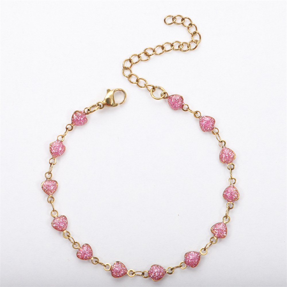 1 Piece Quantity 304 Stainless Steel Material 1 Piece 304 Stainless Steel Cable Chain Bracelets Chain Sweet Heart Shape