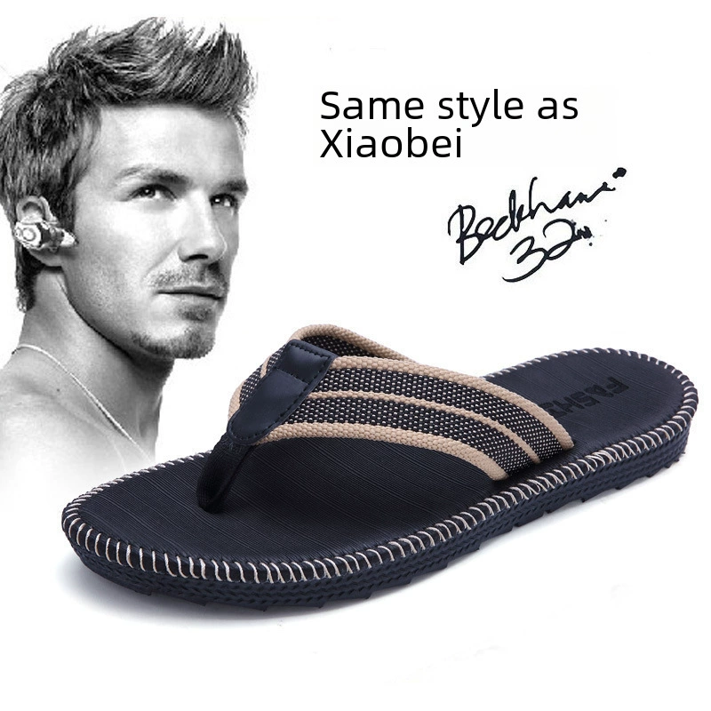 Slippers, men's non-slip flip flops, trend beach footwear, slide, Korean style