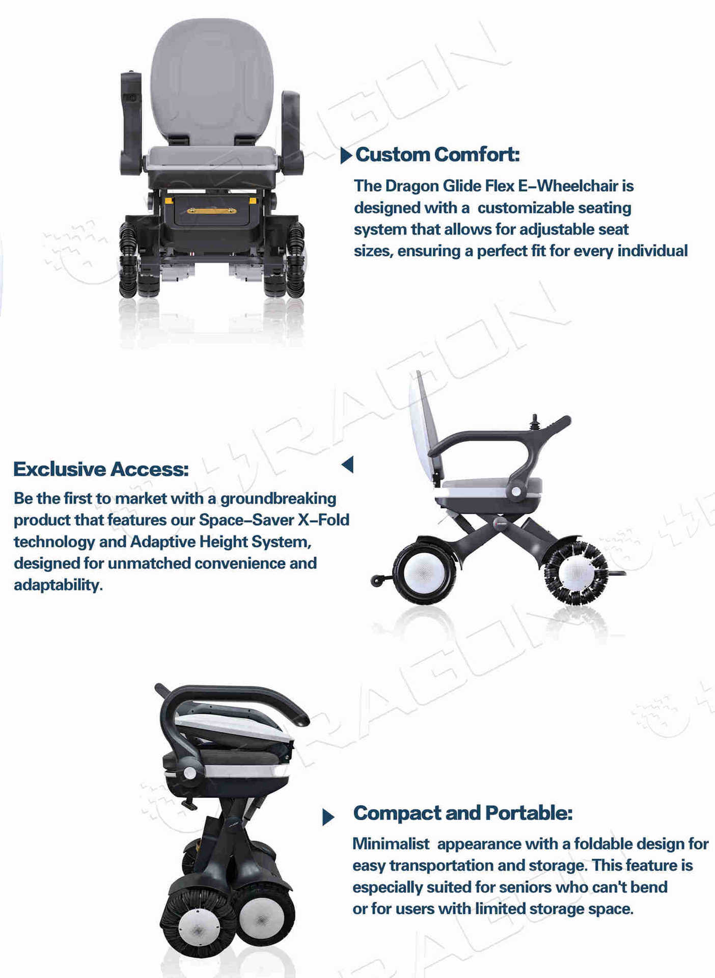 24 new intelligent wheelchair scooter X folding seat height adjustment 360 ° flat rotating turn wheelchair
