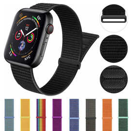 适用apple watch12345678/SE代非官方尼龙回环魔术贴苹果手表表带