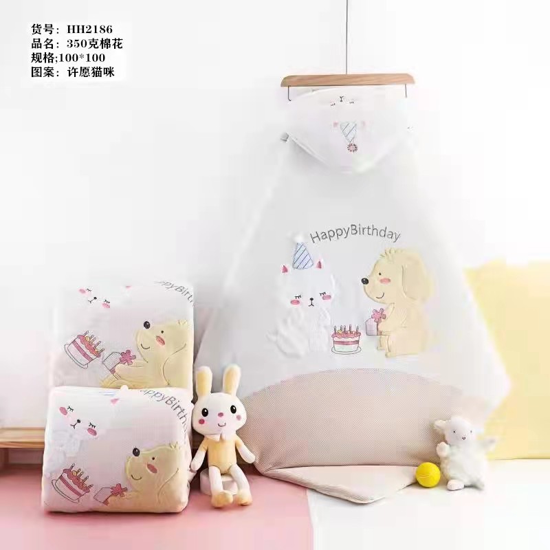 WeChat suministro directo de dibujos animados bordado manta swaddling manta al por mayor Bebé cálido algodón y engrosamiento edredón anti-kick saco de dormir