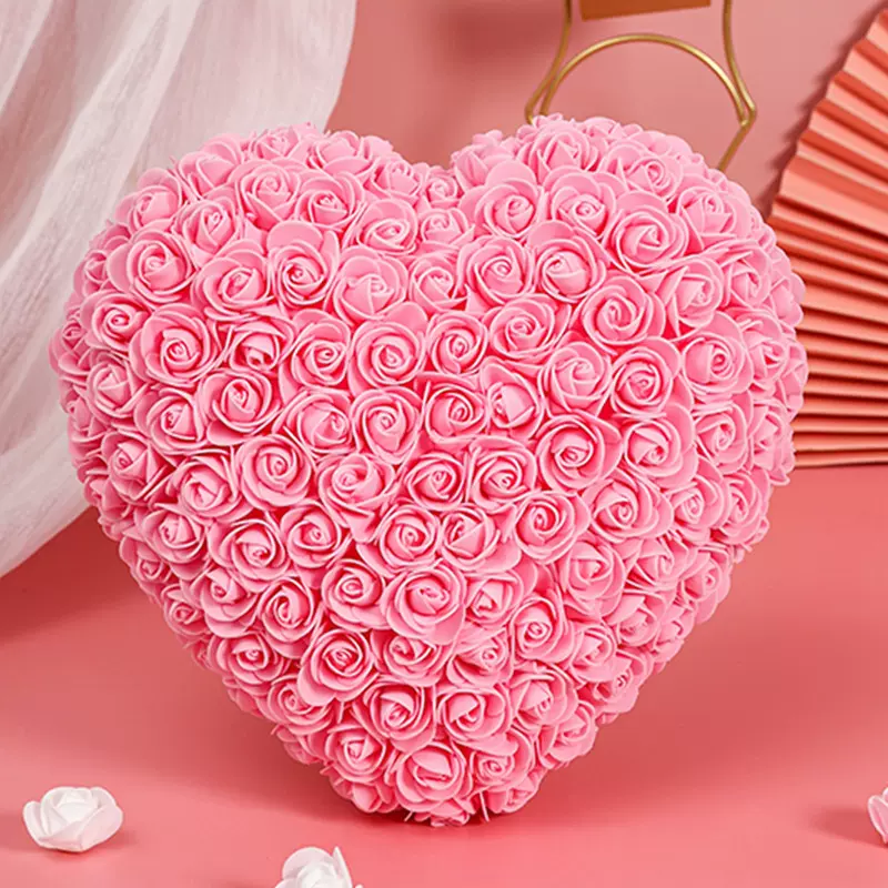 跨境七夕情人节圣诞节礼物送女友泡沫永生花爱心PE手工成品玫瑰花