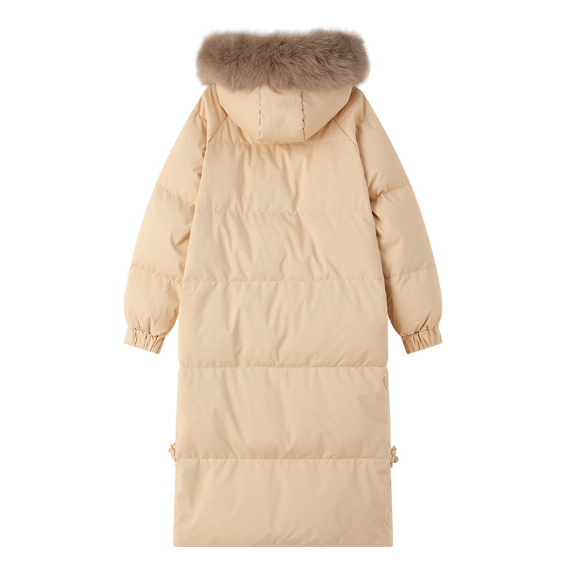 Parka oversized de damă cu glugă din blană artificială și șnur_voghion.com