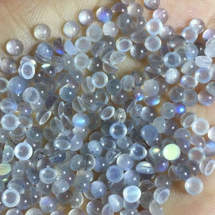 Factory Direct Supply of Natural Labradorite Gray Moonstone Flat Bottom Plain Surface 3mm with Strong Colored Light