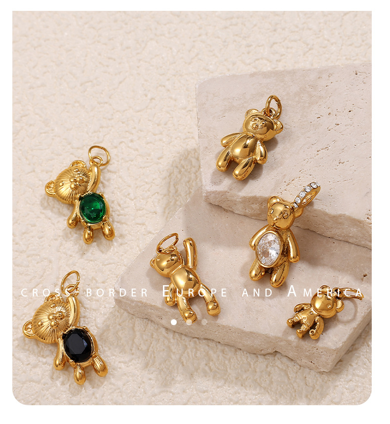 Polished Finish 1 Piece 304 Stainless Steel PVD Coated Real Gold Plated Bear Polished Pendant