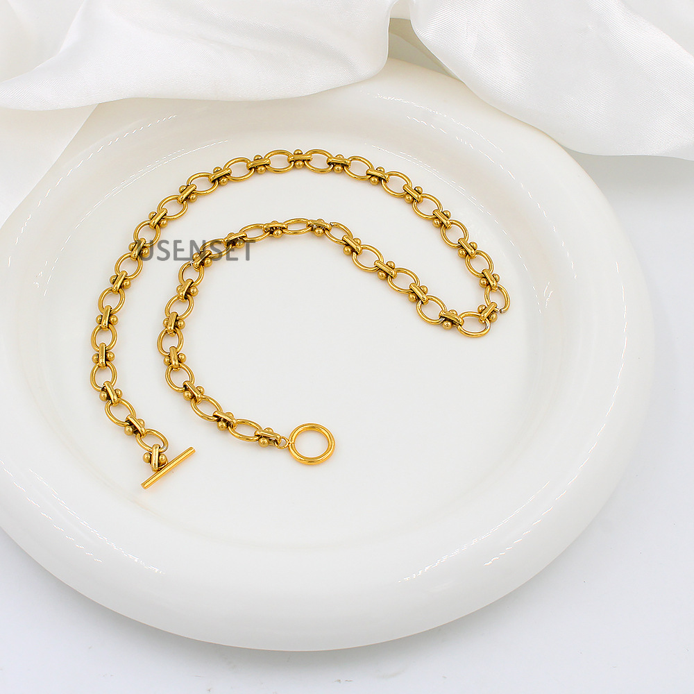 Simple Style Solid Color Stainless Steel Plating Bracelets Necklace 1 Piece