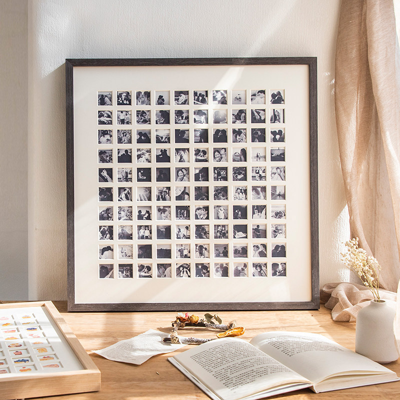 Multi-grid solid wood photo frame display frame DIY love commemorative 48-grid 100 children's gift decorative wall hanging picture frame Multi-grid solid wood photo frame display frame DIY love commemorative 48-grid 100 children's gift decorative wall hanging picture frame