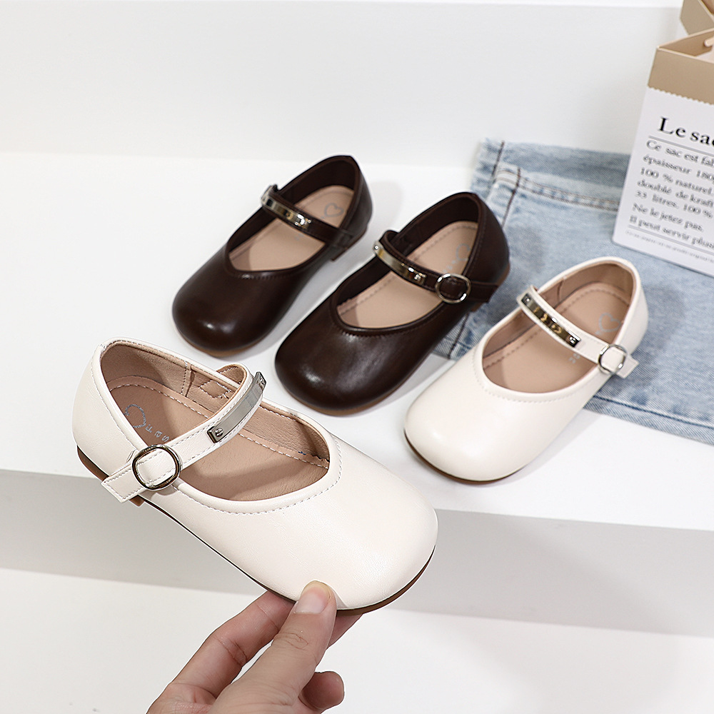 2025 Autumn New Girls' Single Shoes Leather Shoes Medium and Large Children's Single Shoes Princess Shoes Bow Performance Shoes 3477