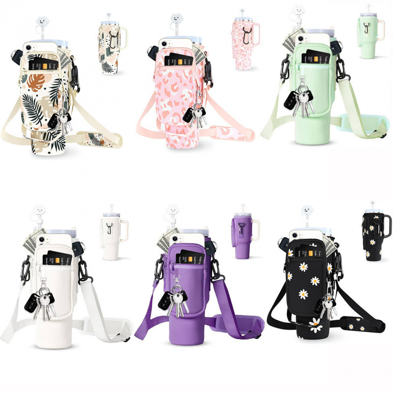 Stanley 40 oz (about 1134.0 ml) flat-bottomed cup with handle neoprene water bottle holder bag,