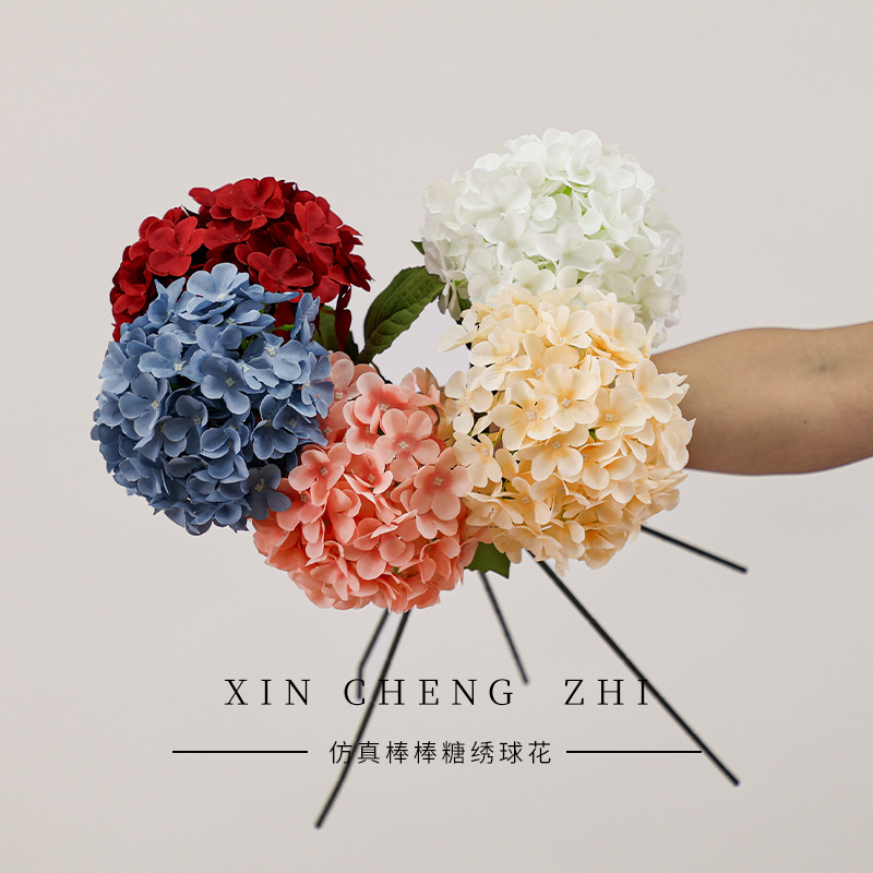 Wedding simulation flower lollipop big hydrangea hotel wedding hall road guide flower silk flower wedding scene decoration fake flower