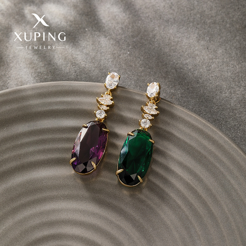 Xuping joyería serie de aretes elípticos geométricos aretes ligeros de lujo de alto nivel de verano nicho aretes al por mayor mujeres