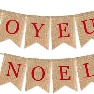 クロスボーダーJOYEUX NOELバナークリスマスウールバナーパーティー花リング旗|undefined