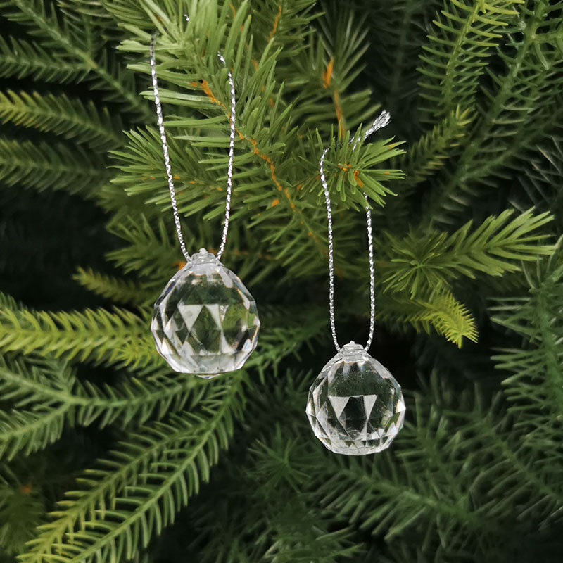 跨境供应透明圆球圣诞装饰水晶球直孔透明球灯具家居吊球店铺布置
