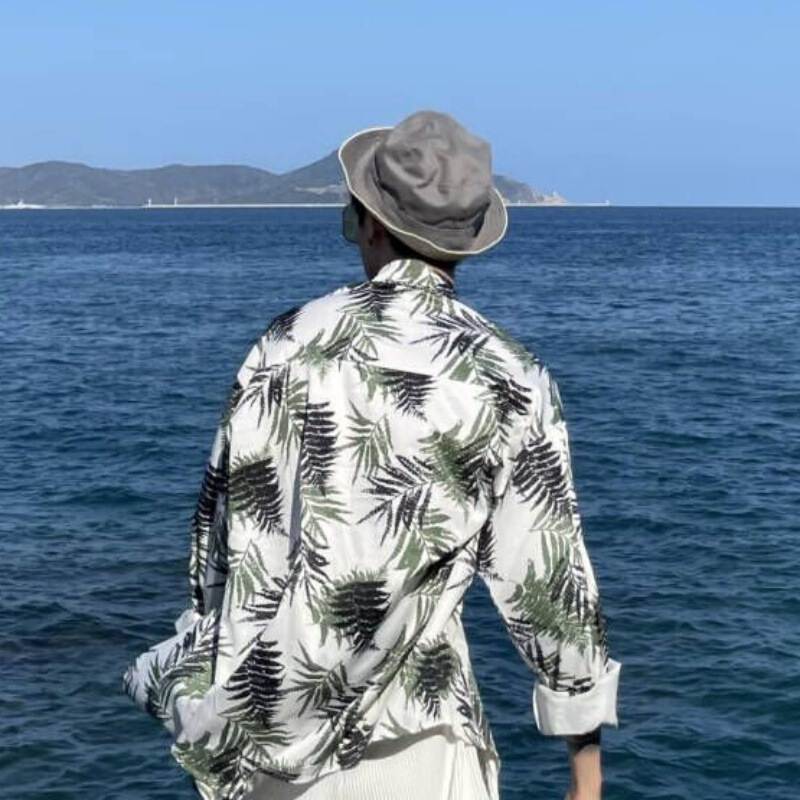 Oversize Thailand Bali Bangkok Floral Shirt Short-Sleeved Men's and Women's Couple Wear Floral Shirt Beach Island Wear