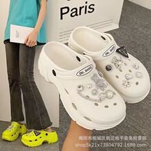 2024年新款一体式eva水晶熊洞洞鞋女夏季增高8.5厚底百搭包头凉拖