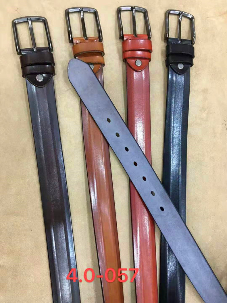 头层牛皮植鞣革腰带简约百搭针扣J057#4.0宽树榚皮头层牛皮批发|ms