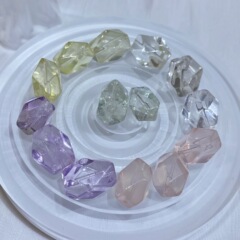 天然水晶随形散珠粉水晶唐八棱DIY配件黄水晶糖块紫水晶八角批发