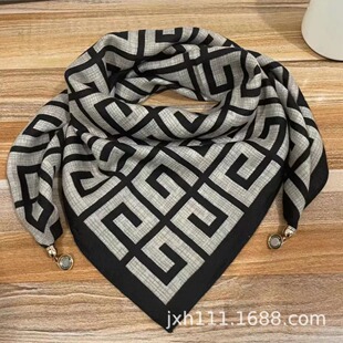 2023 live hot new "small golden ball" magnetic suction Buckle advanced silk scarf warm scarf