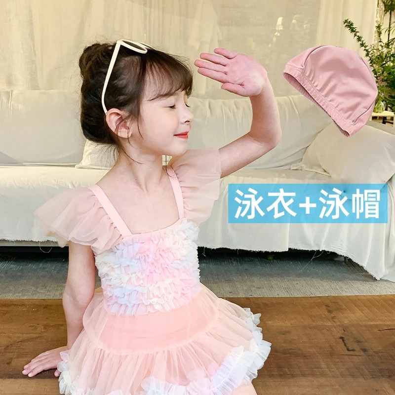 2026 nuevo verano sin mangas trajes de baño de niñas vestido de princesa lindo bebé trajes de baño de verano