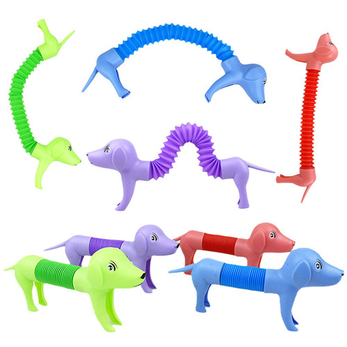 Novelty lighted telescopic tube giraffe dog shark dolphin retractable giraffe decompression toy
