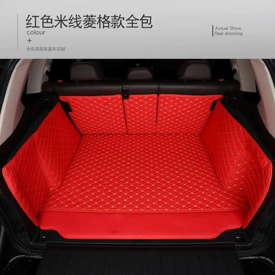 Special Car-Specific Full-Surround Rear Compartment | Trunk Mat - diamond-patternred-rice-noodles-full-coverage-bottom-pad