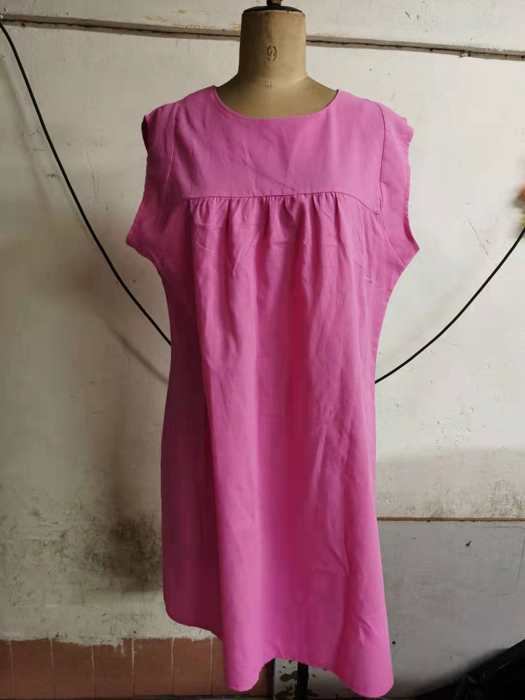 136g Weight Above Knee Dress Length Type Wholesale Women'S Vintage Style Patchwork Solid Color Holiday Round Neck Sleeveless Straight Skirt