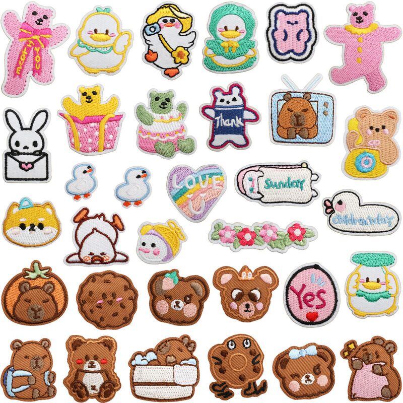 DIY handmade small cloth sticker webbing bag dress cute bear embroidery cloth sticker computer embroidery logo duck patch sticker