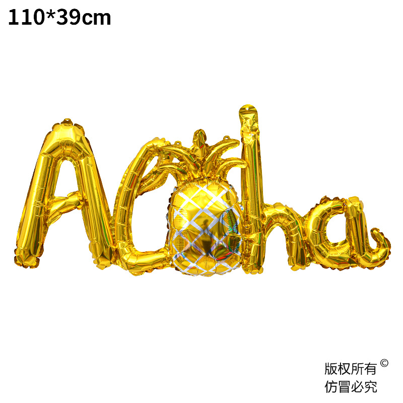 Globo de aluminio con diseño de cactus, cocotero y piña, empaquetado individualmente, para fiestas de verano en Hawái, ALOHA