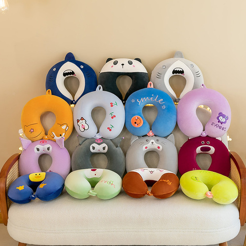 Memory foam neck pillow U-shaped pillow neck cervical spine pillow cartoon nap airplane train sleeping artifact