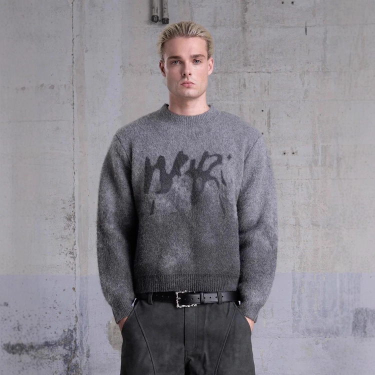 Loose Gradient Trendy Personality Lazy Style Autumn and Winter Pullover Knitwear Casual Street Rock Punk Sweater